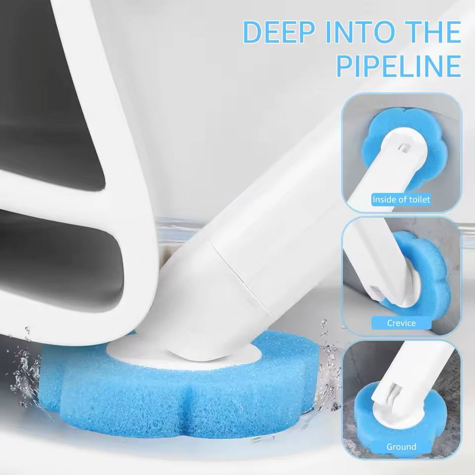 Aquaritmo™ Disposable Toilet Brush Set | No-Touch Cleaning, Replaceable Heads