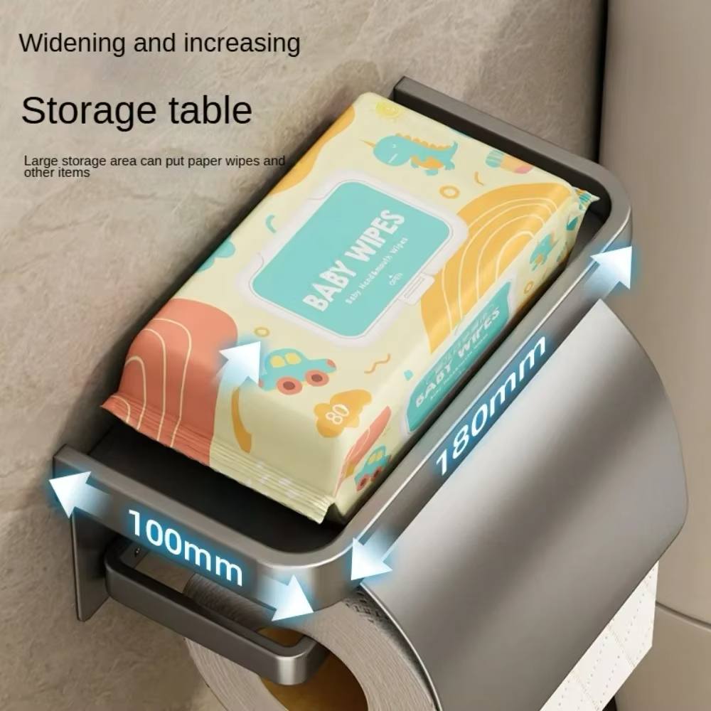 Aquaritmo™ Toilet Paper Holder with Shelf | Stainless Steel, No-Drill